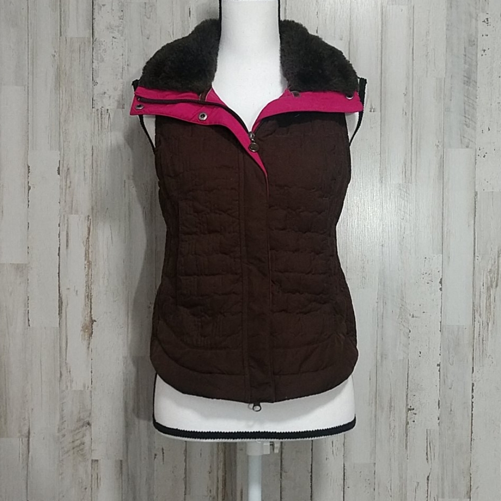 Nike Brown Vest with Faux Fur Collar